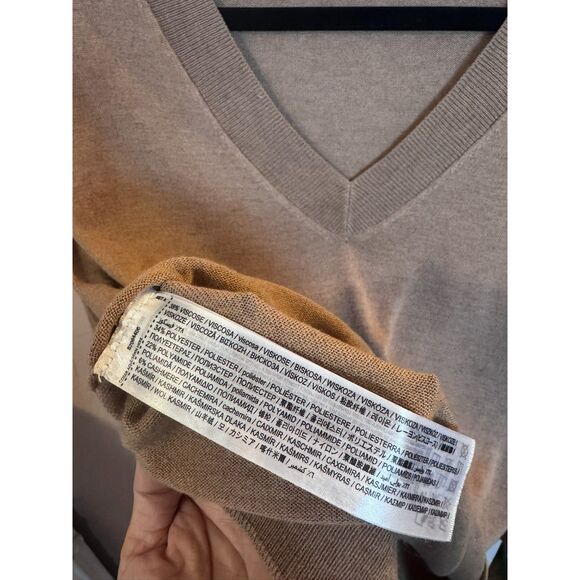MNG Mango Beige Tan V-Neck Cashmere Sweater XS Camel - Picture 8 of 8